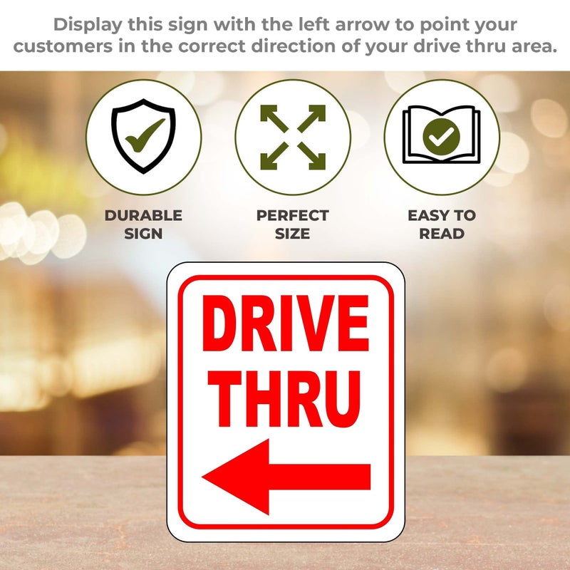 Work House Signs Drive Thru w/Left Arrow Entrance Sign for Drivers Aluminum Composite Gate, Street Signs for Business, Small Business Supplies, Enter Arrow Sign - Outdoor Signs for Home, Office - 8.5" x 10" - Image 2